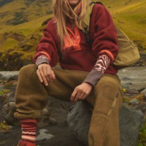 Free People Hit the Slopes Pullover Fleece in Cowboy Combo Size Small